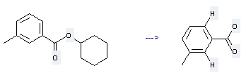 Benzoicacid, 3-methyl-, cyclohexyl ester can be used to produce 3-methyl-benzoic acid by heating